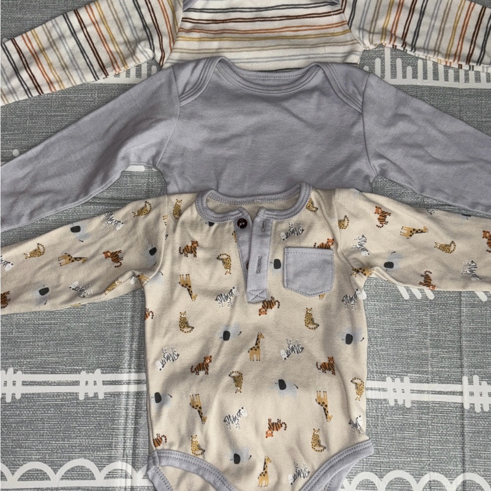 3PC Safari Animal Print Baby Bodysuit
